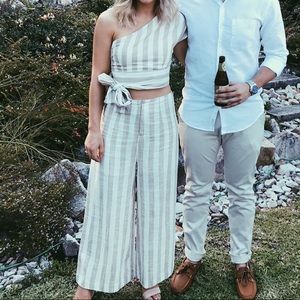 MinkPink striped linen two piece set